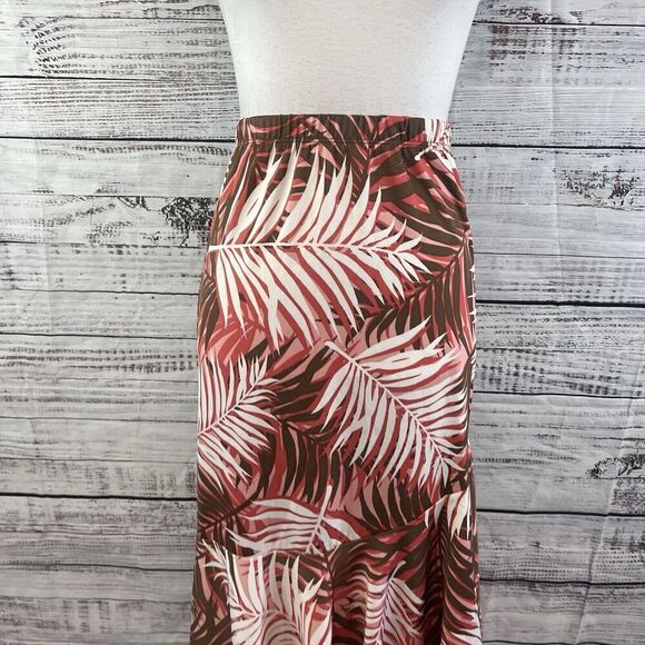 Antthony Skirt Plus size 1X Brown Coral Slinky Tropial High Low Stretch Cruise - Picture 3 of 11
